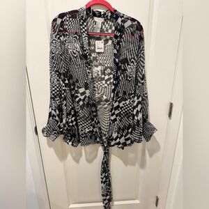 Free People sheer black and white wrap